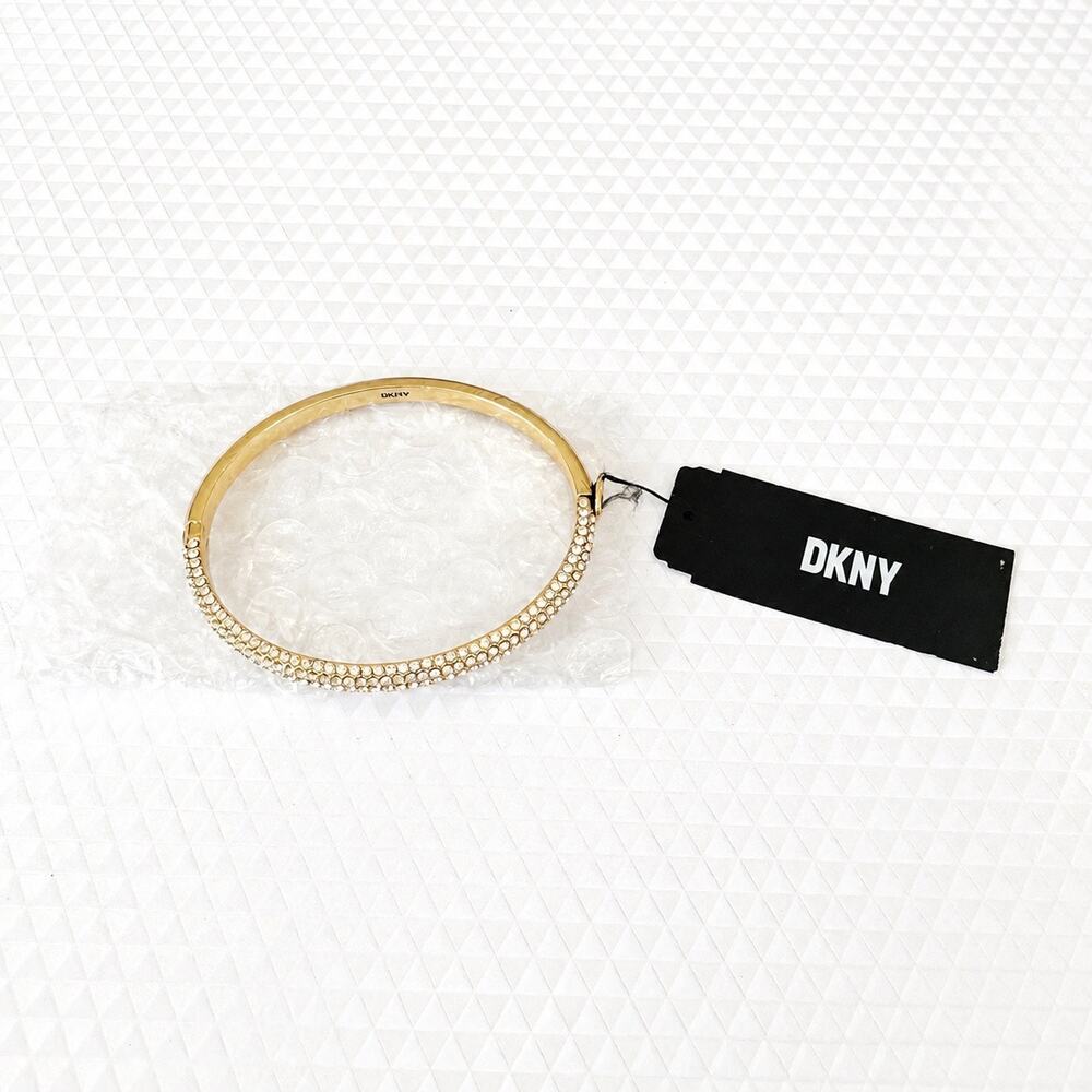 DKNY Gold Tone Crystal Pavé Bangle Bracelet NWT